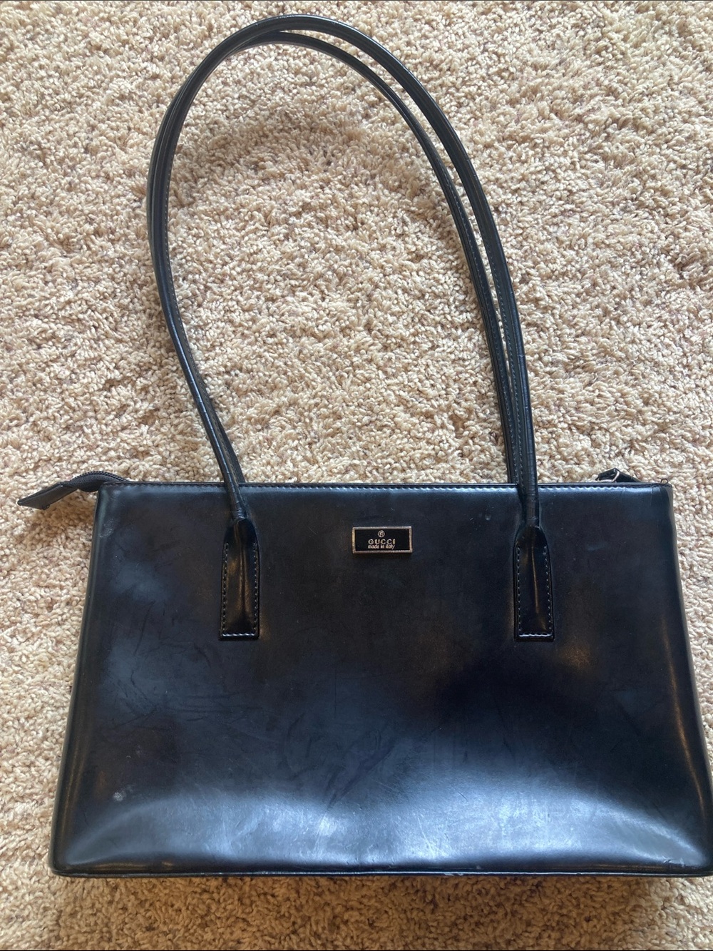 Gucci Black Leather Double-Handle Shoulder Bag